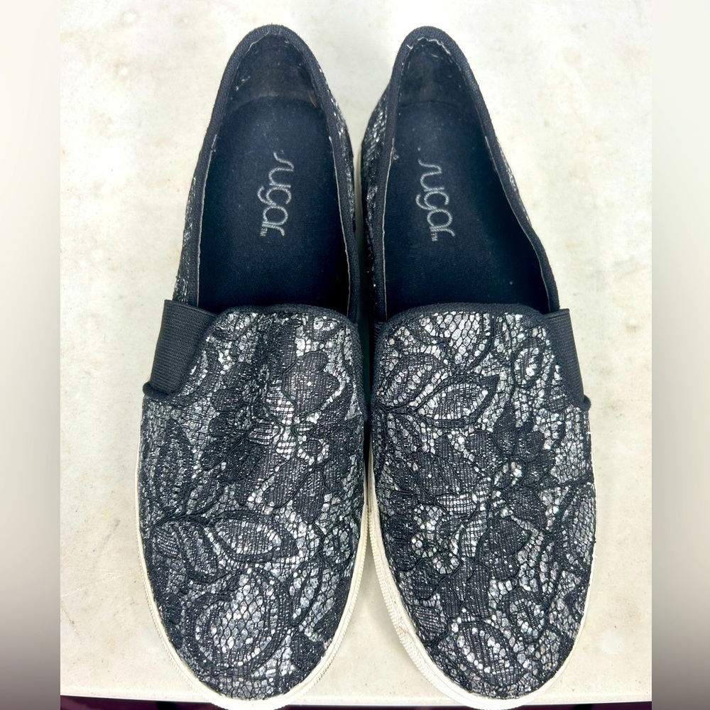 Sugar Zette slip on sneakers with glittery bling